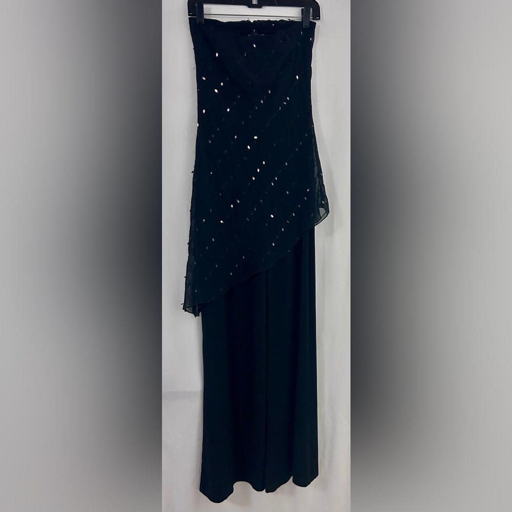 My Michelle Elegant Black Jumpsuit with Asymmetrical Metallic Accents
